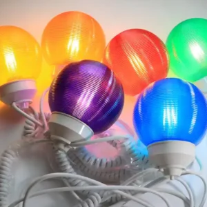 6-Globe Light Set - Color Globes with White Curly String Cord