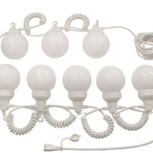 Package of (10) 8-Globe Light Set - White Globes with White Curly String Cords