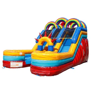 13'H Dual Lane Rainbow Water Slide with Deep Pool