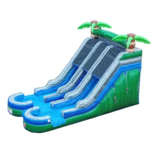 15'H Dual Lane Green Slide Wet n Dry